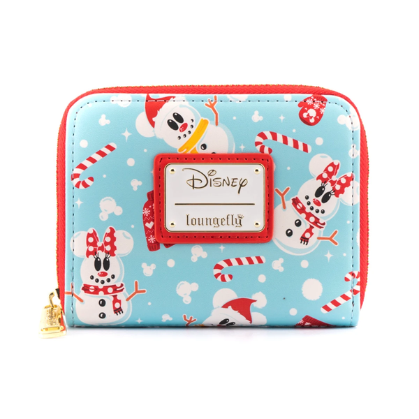 Loungefly - Disney Mickey Minnie Snowman AOP Zip Around Wallet