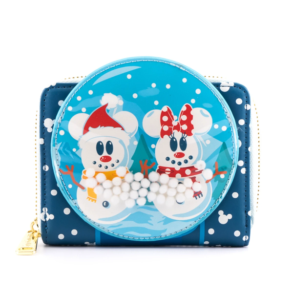 Loungefly - Disney Snowman Mickey Minnie Snow Globe Zip Around Wallet